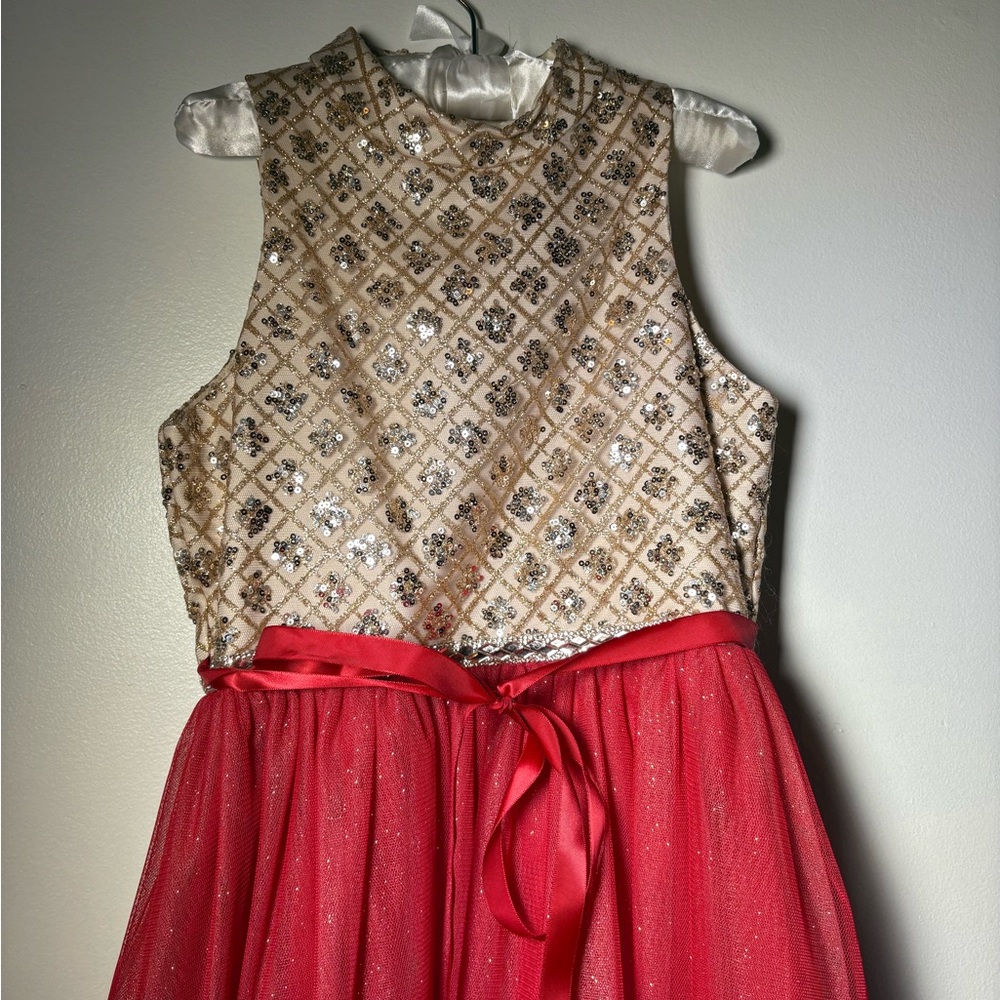 New Red and Gold Kids girls rare editions Dress Size 10